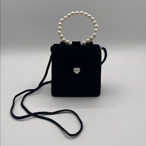 DOVER KIDS BLACK VELVET PEARL HANDLE BAG ELEGANT